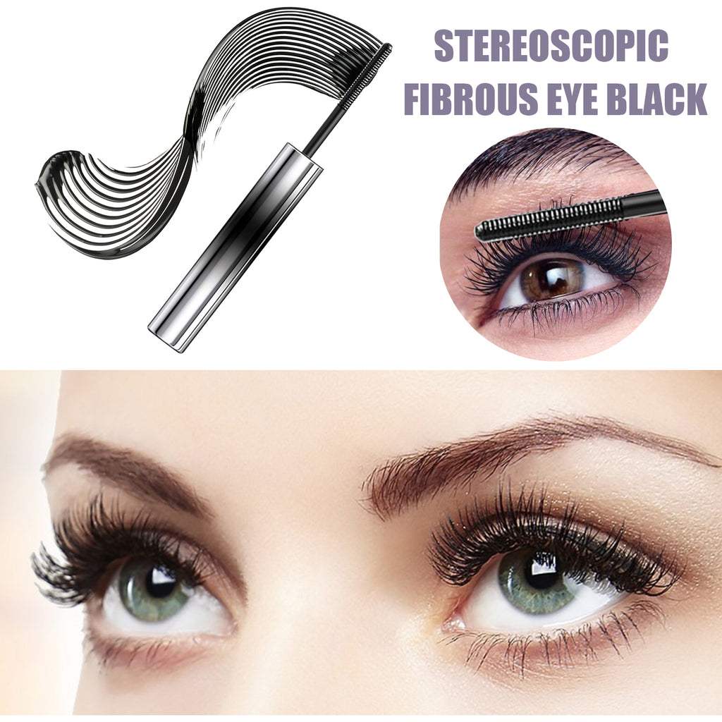 Stereoscopic Fibrous Eye Black, Eyelashes Black Beautiful Natural Thick Sweat-Proof, Not Smudgy, Not Makeup Off Slim Long
