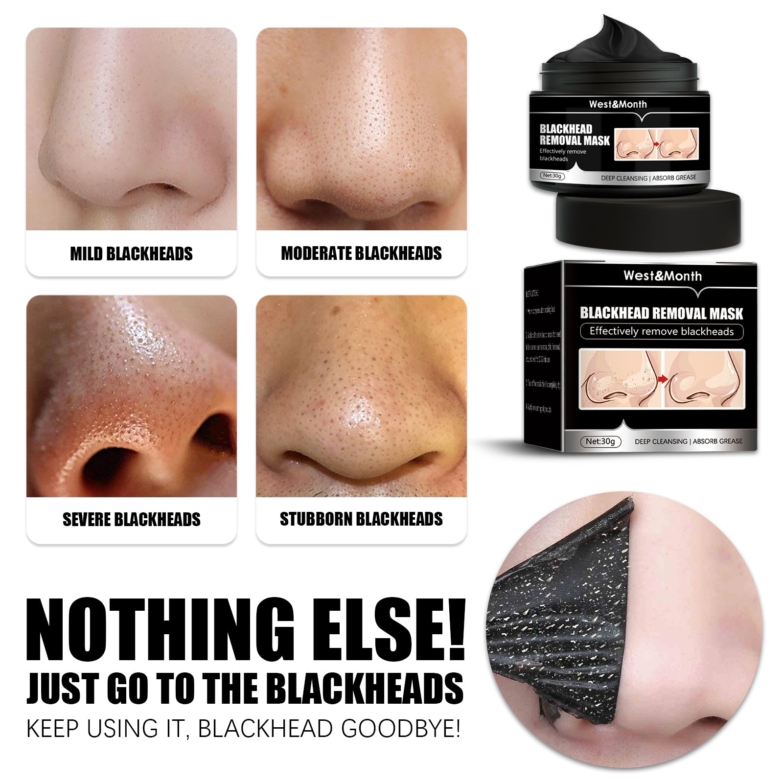 Blackhead Removal Mask, Peel Off Remove Blackhead Activated Carbon Cleansing Face Mask