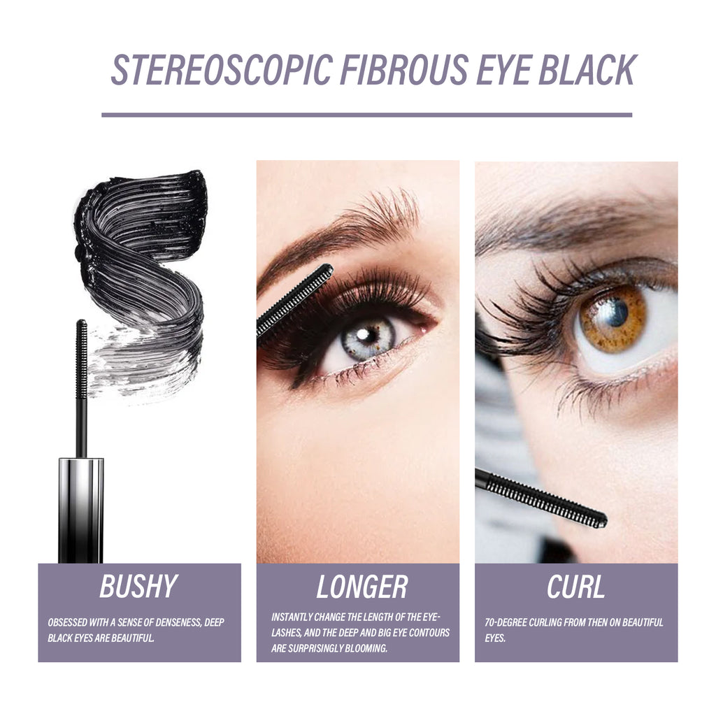 Stereoscopic Fibrous Eye Black, Eyelashes Black Beautiful Natural Thick Sweat-Proof, Not Smudgy, Not Makeup Off Slim Long